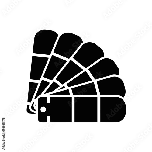 Fan of color swatches displaying a range of hues for design and selection purposes.