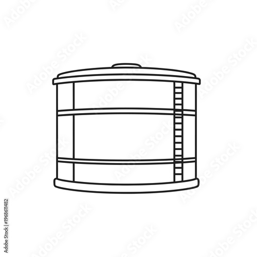 Cylindrical Industrial Storage Tank With Ladder.