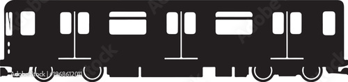Black train carriage, vector train, transportation icon, rail vehicle