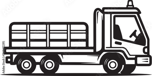 Truck, cargo truck, flatbed truck, vehicle icon, transportation symbol