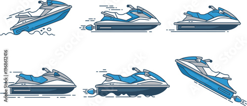 vector set of jet ski