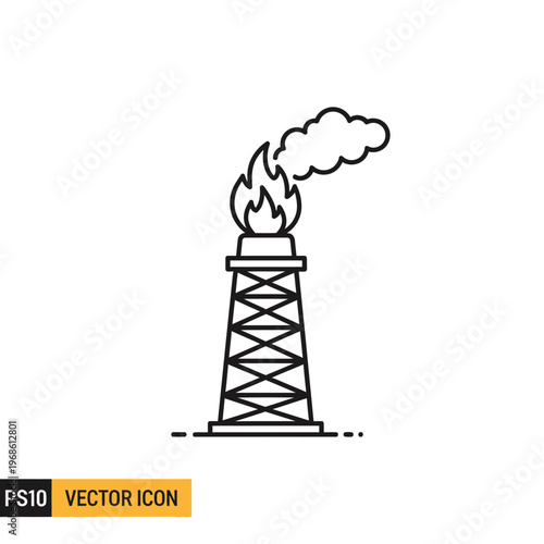 Industrial oil rig with fire.