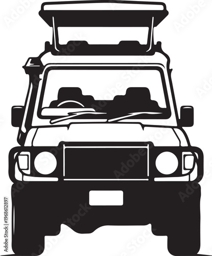 Black SUV, off-road vehicle, car silhouette, vector illustration, automotive design