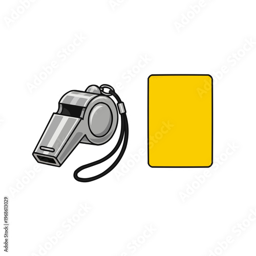 A simple illustration of a whistle and yellow card