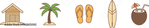 beach icons collection