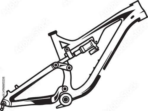 Black and white bicycle frame, mountain bike frame, vector bike frame, cycling equipment