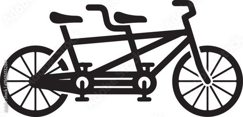 Tandem bicycle, bike, double bike, cycling icon, vector illustration