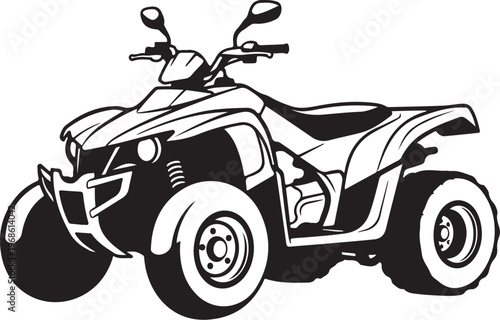 Black, vector ATV, four-wheeler, motorcycle, illustration, monochrome