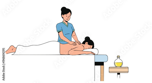 Professional Massage Therapist Giving Back Treatment to Client in Spa