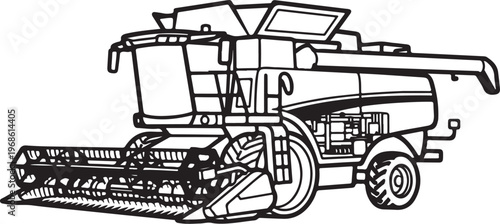 Combine Harvester, Agricultural Machinery, Farm Equipment, Tractor Illustration