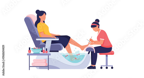 Woman Receiving Professional Pedicure Treatment at Beauty Salon
