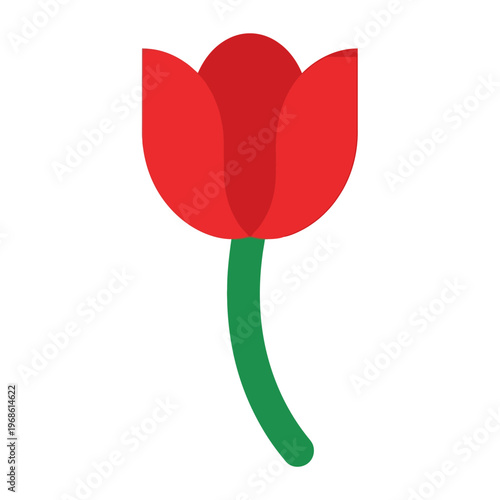 A minimalist red tulip icon with a green stem, perfect for spring and floral designs