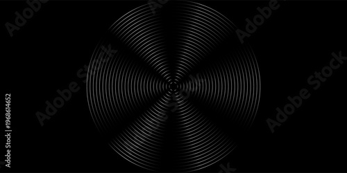 Create a bold look with a centric circle background featuring vector graphics of sound waves.