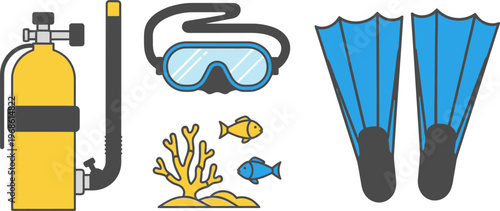 set of scuba diving icons