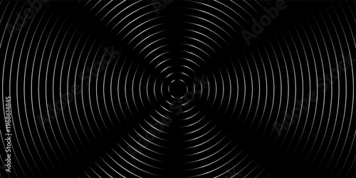 Create a bold look with a centric circle background featuring vector graphics of sound waves.