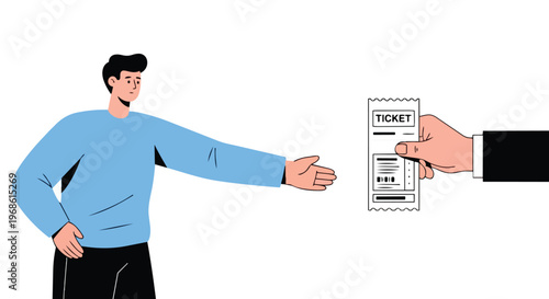 Person Receiving a Ticket from a Hand Illustration