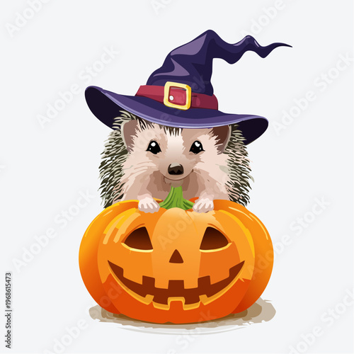 Igel mit Hexenhut auf Kürbis – Herbstlich süß
