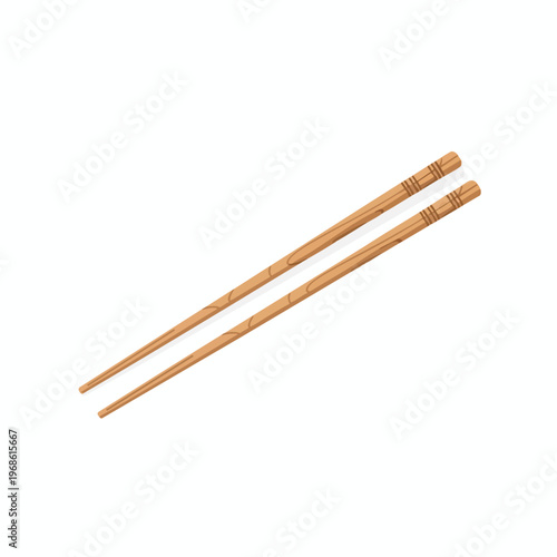 Simple wooden chopsticks with grooved detail