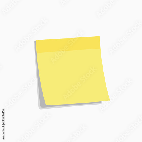 A yellow sticky note with a shadow on a white background