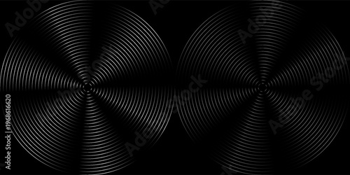 Create a bold look with a centric circle background featuring vector graphics of sound waves.