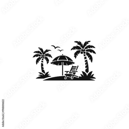 tropical island with palms