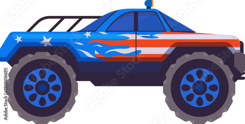 Off road monster truck showing patriotic American design
