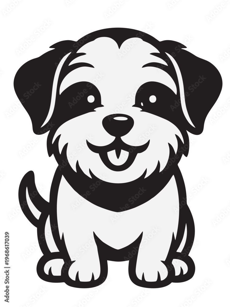 Fototapeta premium Cheerful Doggy Character, Puppy Outline for Laser Cutting SVG