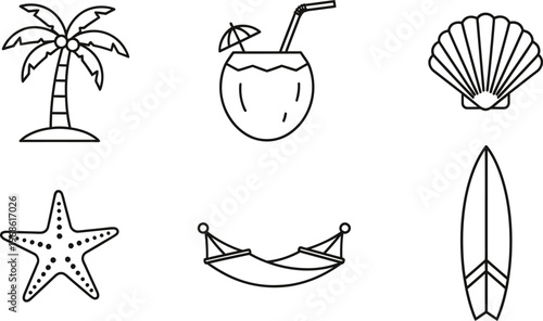 set of beach icons