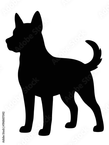Puppy Silhouette Cute Minimal Cartoon Illustration