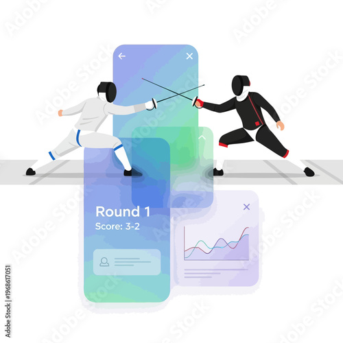 Fencing Duel on Digital Interface with Score and Graph