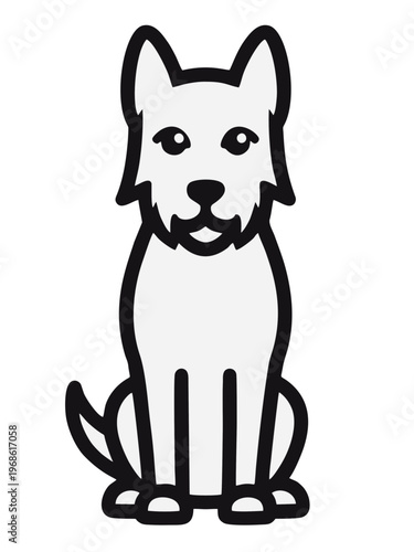 Friendly Puppy Drawing, Minimalist Canine Outline for Wall Art