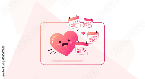 Heart Character with Calendar Dates - Love Planning Concept