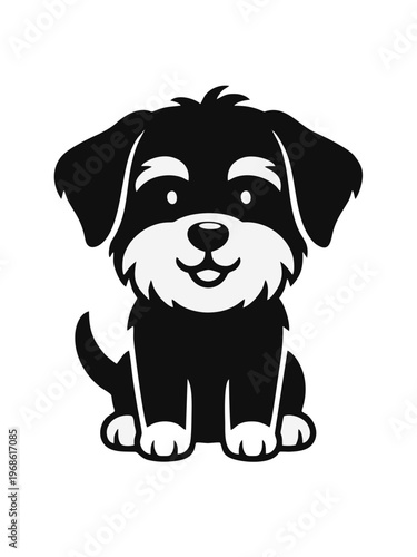 Friendly Baby Dog Sketch, Cute Animal Outline Illustration SVG