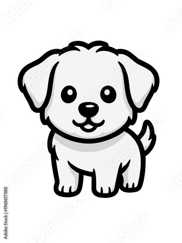 Minimalist Puppy Doodle, Kawaii Pet Character Line Art Design