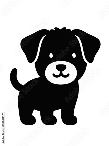 Adorable Dog Silhouette Kawaii Cartoon Style
