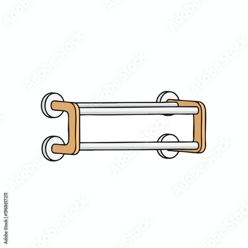 Two-tiered towel rack with light brown and silver bars, mounted