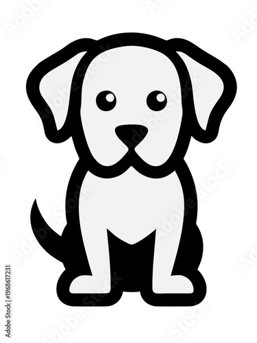 Cute Puppy Doodle Black Outline Drawing