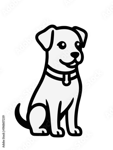 Simple Cute Dog Character Line Drawing