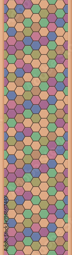 Colorful hexagonal paving pattern creating abstract background