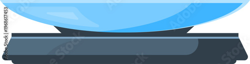 Kitchen weighing scale displaying clear glass bowl