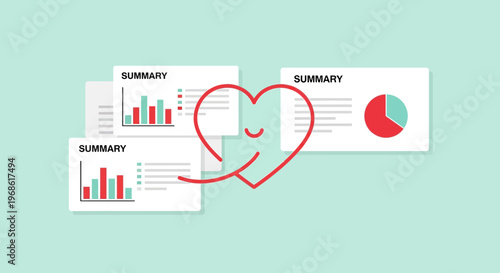 Heart Embracing Financial Reports, Business Data Analysis Concept