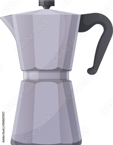Moka pot brewing fresh coffee in kitchen