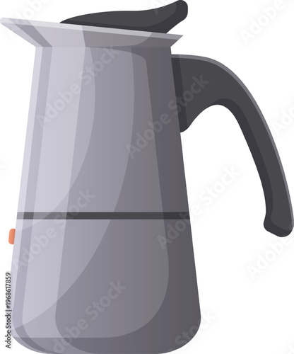 Stainless steel moka pot preparing coffee hot drink