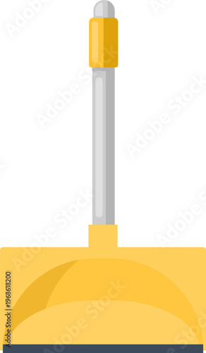 Yellow plastic dustpan with long handle for home cleaning