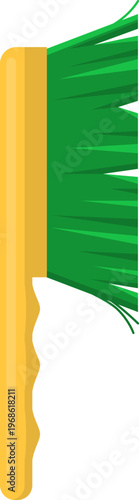 Yellow handle cleaning brush with green bristles