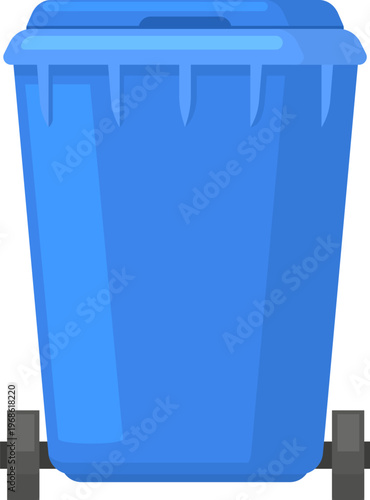 Blue plastic garbage bin collecting waste for recycling
