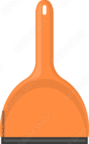 Orange plastic dustpan for collecting household dirt