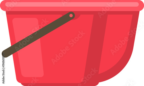 Red plastic bucket with handle for cleaning