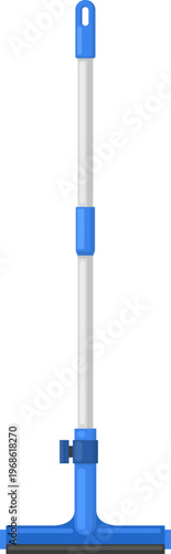 Blue cleaning squeegee tool with long handle