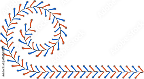 Baseball stitching graphic element with spiral and straight pattern
